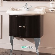 Тумба під раковину Kerasan Retro 69 см чорний глянсовий ручки кристал хром 7361K3