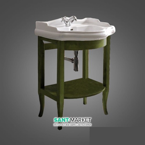 Тумба під раковину Kerasan Retro 69 см масив дерева зелений 735052
