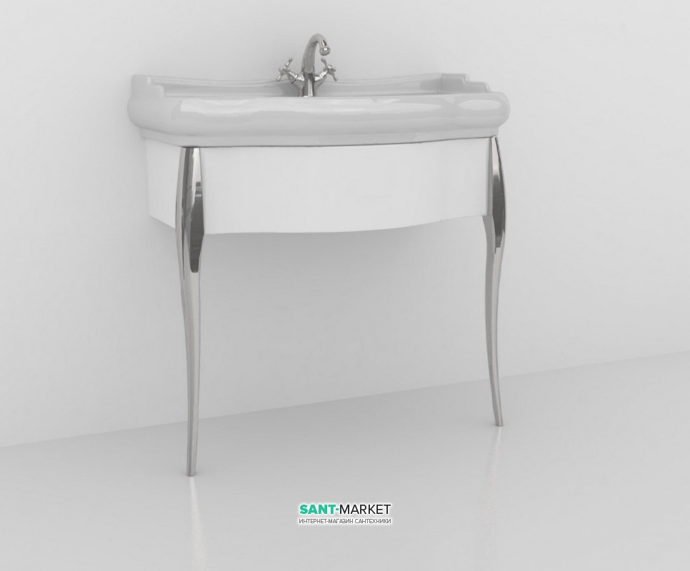 Консоль під раковину Kerasan Retro 73 см білий глянсовий ніжки хром 7362K5