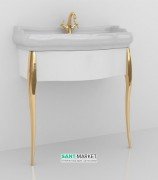 Консоль під раковину Kerasan Retro 73 см білий глянсовий ніжки золото 7362K6