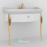Консоль під раковину Kerasan Retro білий глянсовий ніжки золото ручка золото з кристалом 7363K8