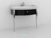 Консоль під раковину Kerasan Retro чорний глянсовий ніжки хром ручка хром з кристалом 7363K3