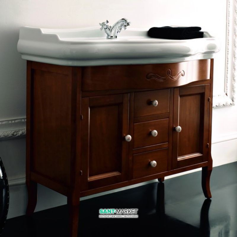 Тумба под раковину Kerasan Retro 100 см массив дерева орех 734740