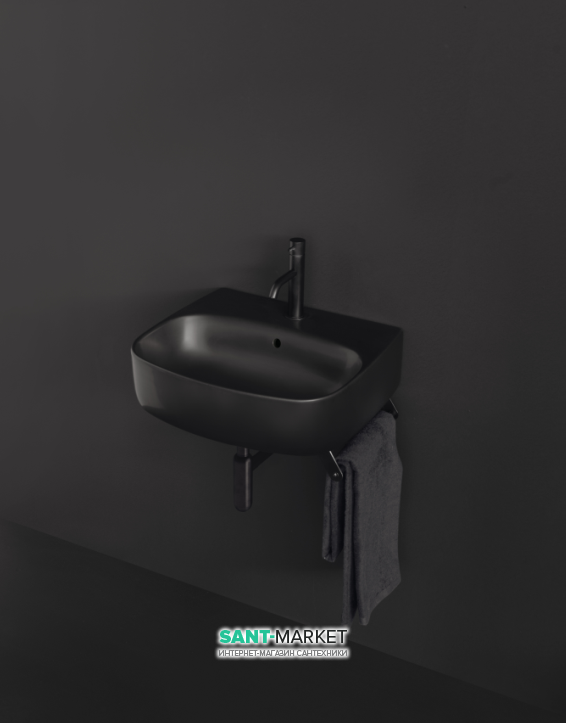 Раковина для ванной накладная/подвесная Kerasan Nolita 50х45 санфарфор черная матовая 534031