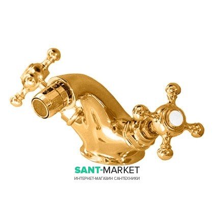 Змішувач для біде Kerasan Retro двухвентильний золото 739091