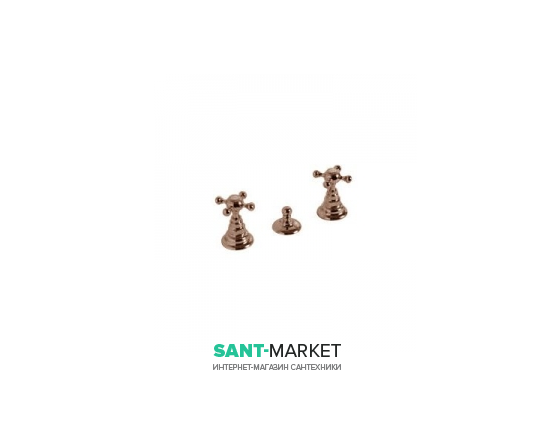 Смеситель для биде Kerasan Retro двухвентильный на три отверстия бронза 739393