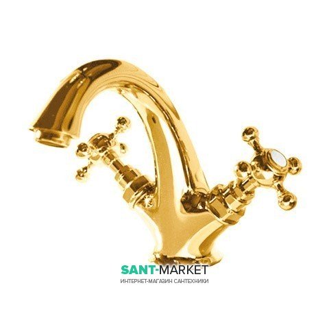Смеситель для раковины Kerasan Retro двухвентильный золото 738991