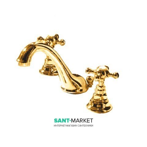 Змішувач для раковини Kerasan Retro на три отвори золото 739191