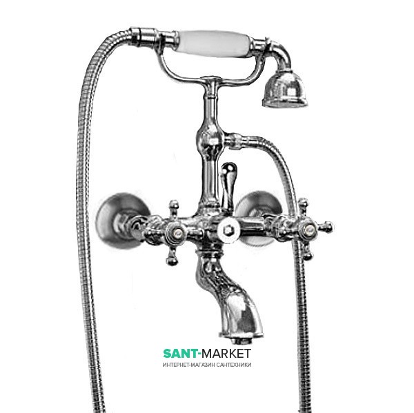 Смеситель для ванны Kerasan Retro двухвентильный с душевым комплектом хром 739490