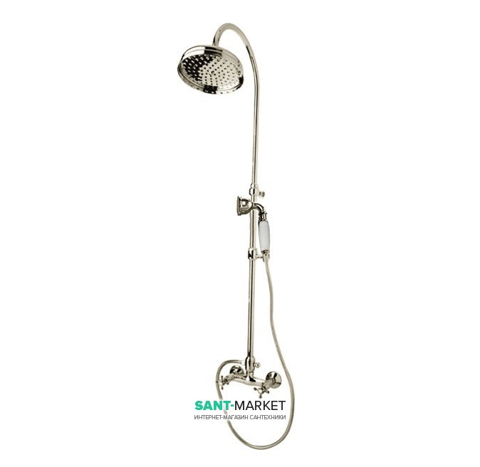 Душевая стойка с верхним душем Kerasan Retro Ø20 см и душевым комплектом хром 7398K0