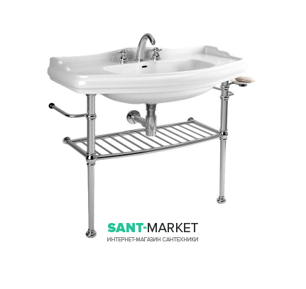 Консоль под раковину Kerasan Retro с коническими ножками и решётчатой полкой хром 730090