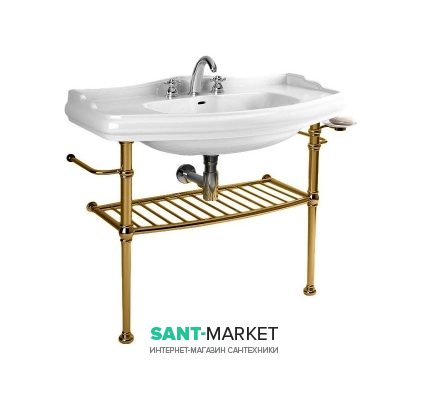 Консоль під раковину Kerasan Retro з конічними ніжками і гратчастої полицею бронза 730093