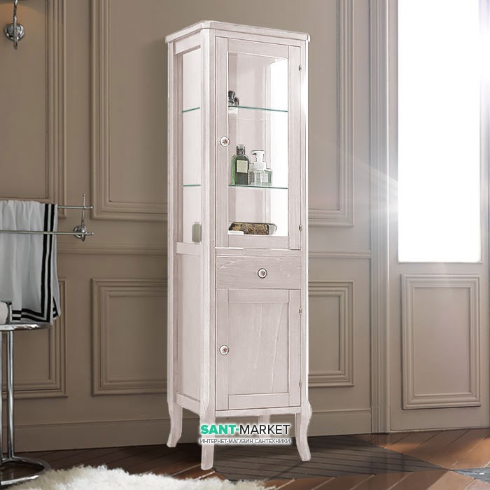 Шафа-пенал з вітриною Kerasan Retro дерев'яний білий матовий 731530