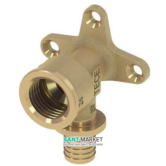 Угловое соединение с внутренней резьбой и настенным креплением TECE TECEflex 20(18)x1/2 латунь 768520