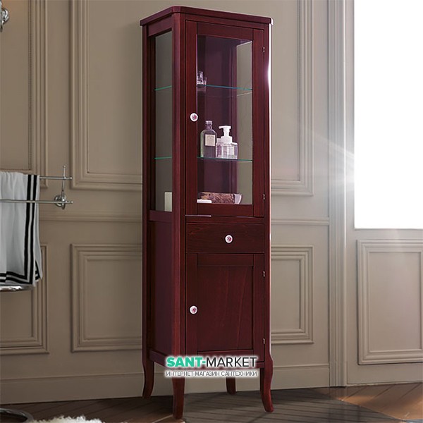 Шафа-пенал з вітриною Kerasan Retro дерев'яний бордо 731553