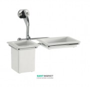 Стакан для зубных щеток подвесной с мыльницей Kerasan Waldorf с настенным держателем белый хром 741190