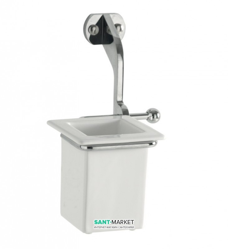 Стакан для зубних щіток підвісний Kerasan Waldorf з настінним тримачем білий хром 741090