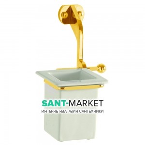 Стакан для зубных щеток подвесной Kerasan Waldorf с настенным держателем белый золото 741091