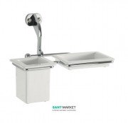 Стакан для зубних щіток підвісний з мильницею Kerasan Waldorf з настінним тримачем білий хром 741190