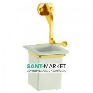 Склянка для зубних щіток підвісна Kerasan Waldorf з настінним тримачем білий золото 741091