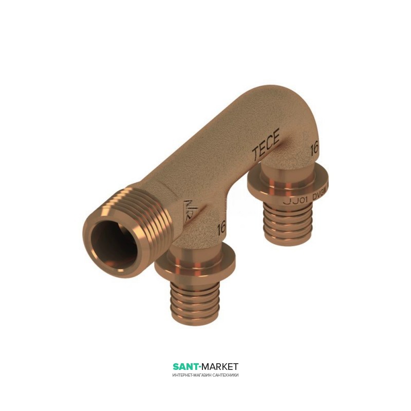 Подвійне з'єднання TECE TECEflex 16х16х1 / 2 закруглене бронза 708608