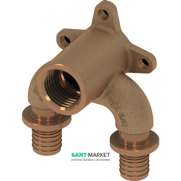 Трійник кутовий з настінним кріпленням TECE TECEflex 20х1 / 2х20 закруглений бронза 708626