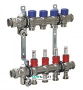 Коллектор для систем напольного отопления Tece TECEfloor HKV 4 с ротометрами 1 нержавеющая сталь 77310004