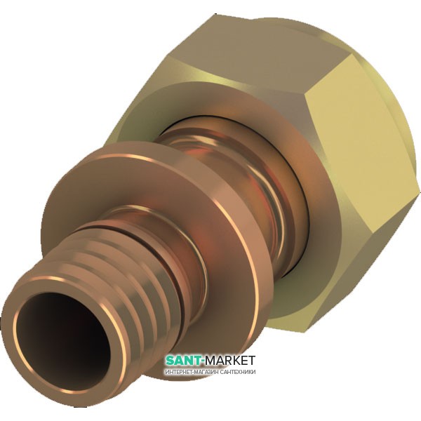 Перехідник прямий Tece TECEflex з накидною гайкою і торцеве ущільнення бронза 20 (18) х1 717604