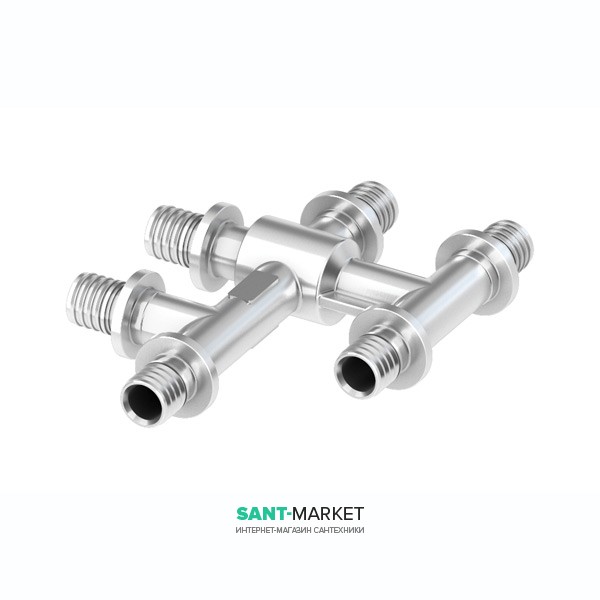 Тройник двойной Tece Teceflex одноплоскостной никелированный 20(18)х16х16 718502