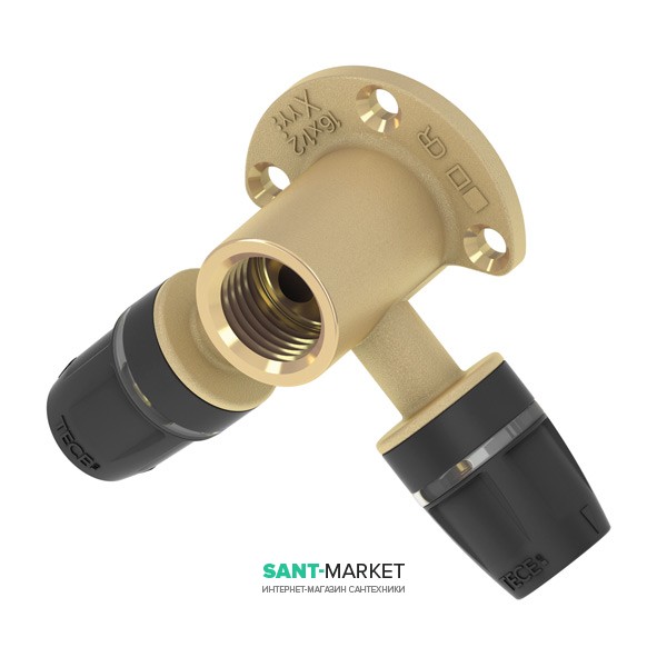 Тройник угловой Tece TECElogo с настенным креплением 16×Rp 1/2