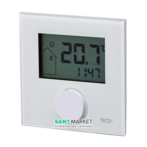 Комнатный термостат с LCD дисплеем Tece TECEfloor RT-D 24 Standart обогрев белое стекло 77410043