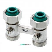 Запорно-присоединительный узел для нижнего подключения радиаторов проходной 3/4 евроконус Tece TECEflex латунь 8740435