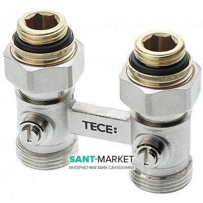 Запорно-присоединительный узел для нижнего подключения радиаторов проходной 3/4