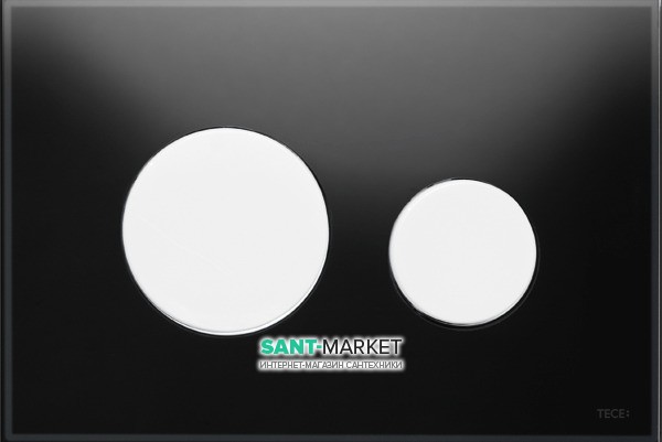 Панель змиву для унітазу TECE TECEloop з двома клавішами скляна чорна клавіші білі 9240654