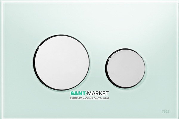 Панель смыва для унитаза TECE TECEloop с двумя клавишами стеклянная зеленая клавиши хром глянцевый 9240653