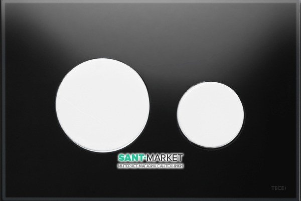Панель змиву для унітазу TECE TECEloop з двома клавішами скляна чорна клавіші білі 9240654