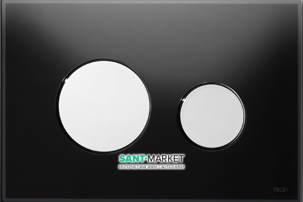 Панель змиву для унітазу TECE TECEloop з двома клавішами скляна чорна клавіші хром глянсовий 9240656