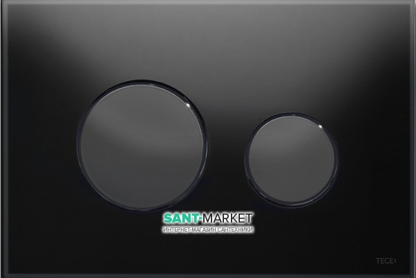 Панель змиву для унітазу TECE TECEloop з двома клавішами скляна чорна клавіші чорні 9240657
