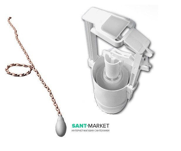 Механізм зливу для високого бачка Kerasan Waldorf / Retro з ланцюжком і ручкою білий / бронза 754693