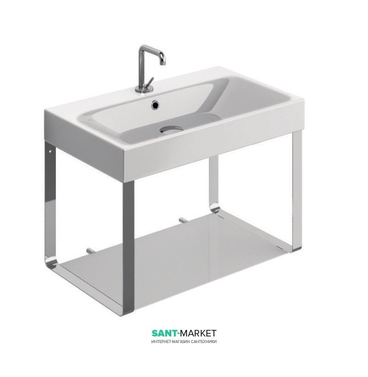 Консоль під раковину Kerasan Cento 80 см зі скляною полицею нікель 9126K2