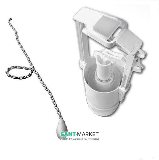 Механізм зливу для високого бачка Kerasan Waldorf / Retro з ланцюжком і ручкою білий / хром 754690