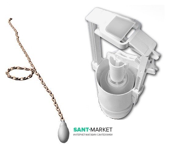 Механізм зливу для високого бачка Kerasan Waldorf / Retro з ланцюжком і ручкою білий / золото 754691