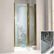 Дверь душевая левосторонняя Kerasan Retro SX профиль бронза стекло прозрачное с декором 9140N3