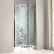 Дверь душевая левосторонняя Kerasan Retro SX профиль хром стекло матовое с декором 9140P0