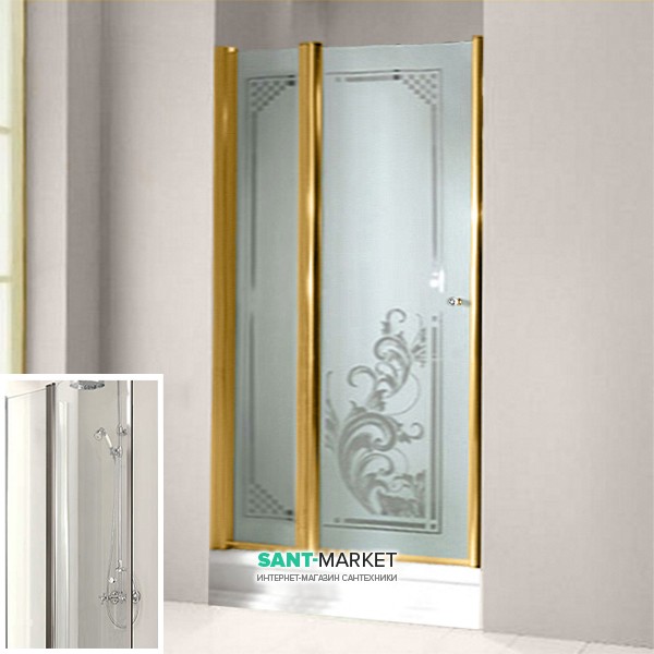 Двері душова правобічна Kerasan Retro DS профіль золото прозоре скло 9139T1