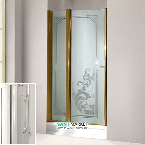 Дверь душевая правосторонняя Kerasan Retro DS профиль бронза прозрачное стекло 9139T3