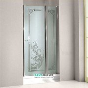 Дверь душевая левосторонняя Kerasan Retro SX профиль хром стекло матовое с декором 9140P0