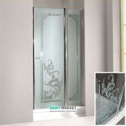 Дверь душевая левосторонняя Kerasan Retro SX профиль хром стекло прозрачное с декором 9140N0