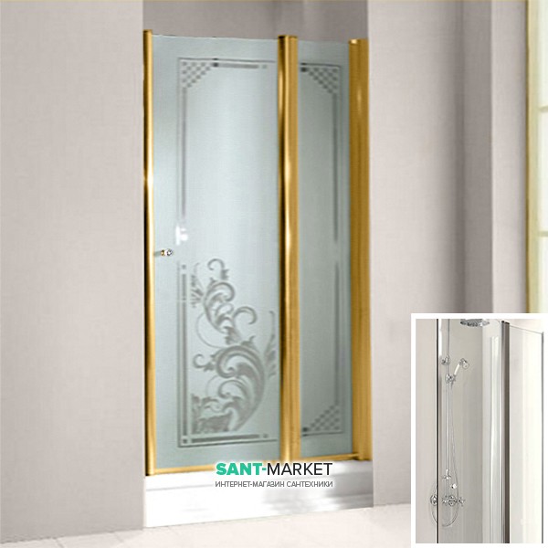 Двері душова левосторонняя Kerasan Retro SX профіль золото прозоре скло 9140T1