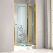 Дверь душевая левосторонняя Kerasan Retro SX профиль золото стекло матовое с декором 9140P1